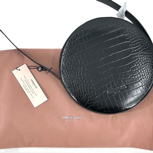 NWT Orseund Iris “Le Circle” Black Embossed Crocodile Vegan Leather Shoulder Bag - Picture 12 of 16